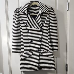 Blaque Label Black and White Striped Pea Coat